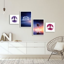 Wallity Cuadro Decorativo Enmarcado de 4 Piezas 4PBCT-14